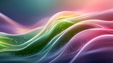 Aufkleber - Abstract colorful waves flowing smoothly with sparkling particles
