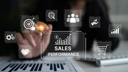 Poster - Digital sales performance dashboard showing sales performance metrics, performance trends, sales performance analytics, and sales improvement in business context. Spline