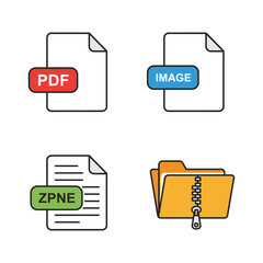 Poster - File Format Icons PDF Image ZPNE and Zipped Folder Vector Illustration