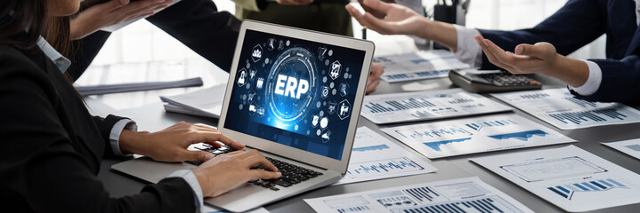 Poster - ERP enterprise resource planning software for brisk business to plan the marketing strategy