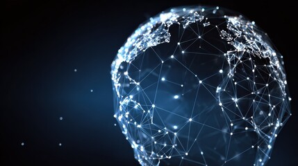 Poster - Technology image of globe. Abstract polygonal space. Global network graphic concept. Big data visualization. Background concept for your design, no logos, no brands