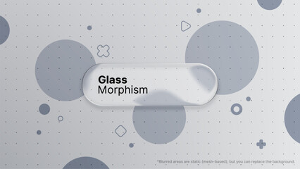 Poster - Liquid glass morphism vector background with soft gray circles and dots for technological display