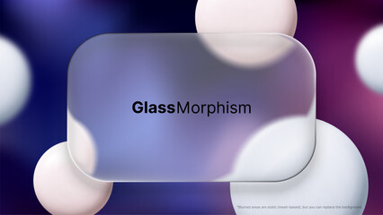 Poster - Glass morphism banner with text glassmorphism on abstract liquid background. Liquid glassmorphism vector.