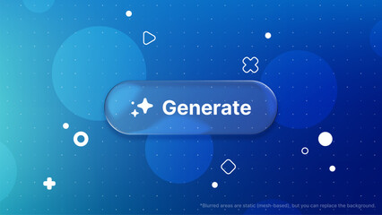 Poster - A sleek blue glass morphism button with 