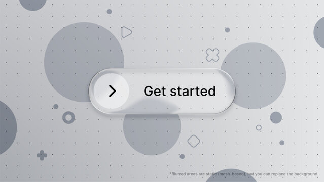 Liquid glass morphism vector button with text 