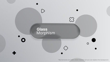Poster - Abstract glass morphism design element over gray geometric shapes for modern UI and app development