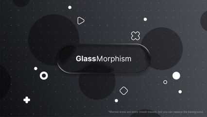 Poster - Glass morphism liquid effect on dark background. Abstract futuristic vector blur sphere design. Modern digital user interface element.