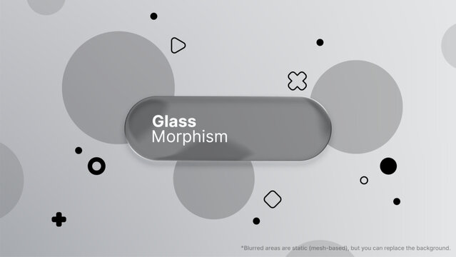 Abstract glass morphism design element over gray geometric shapes for modern UI and app development