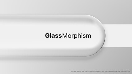 Poster - Glass morphism banner with clear liquid shape and text element. Vector abstract design for modern technology interface.