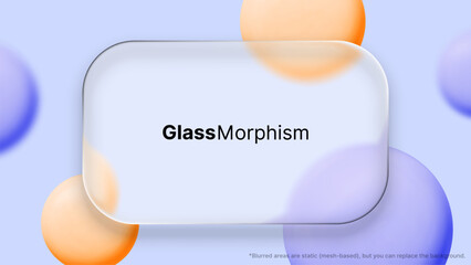 Poster - UI interface frame for glass morphism. Web display template. Graphic abstract material design element with translucent effect.