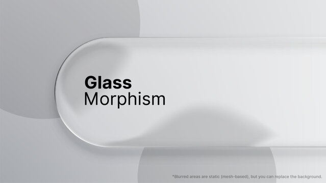 Glass morphism banner with text on a liquid gray background. Trendy ui design element for elegant web layout.