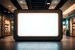 © Murshidi Mahmud Ful - Blank billboard display stands indoors with a bright screen on a shopping mall concourse floor