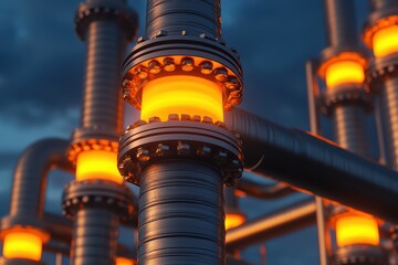 Poster - Industrial Pipeline System with Glowing Connections