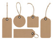 © Md - Five Blank Kraft Paper Tags with Twine isolated on a transparent background blank tags