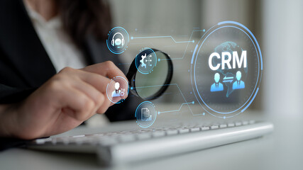 Poster - CRM platforms improve customer relationships through data analysis, CRM communication tools, and automation. CRM systems support customer management, tracking, and CRM relationship success. Spline