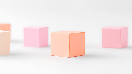 Aufkleber - Colorful geometric figures: A cluster of pastel cubes arranged on a white surface, creating a clean and visually appealing composition.