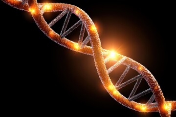 Poster - Glowing DNA Helix Structure Against Dark Background
