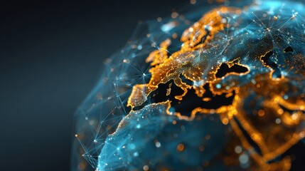 Poster - Technology image of globe. Abstract polygonal space. Global network graphic concept. Big data visualization. Background concept for your design, no logos, no brands