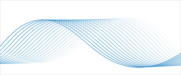 Poster - Dynamic sound wave isolated on white background. Musical particle pulsing. Blue energy flow concept. 3D rendering. modern illustration