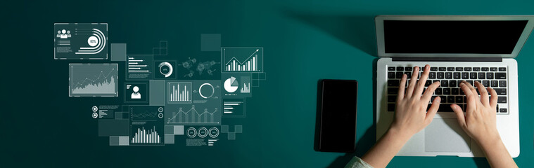 Poster - Data insights, charts, and analytics help visualize performance. Data drives strategy, analytics enhances growth, and data improves business outcomes through analytics. Latch