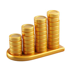 Poster - Golden coin stacks graph isolated on transparent background