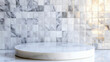 © vannet - soft pastel blurred tiled bathroom wall background with empty white marble
