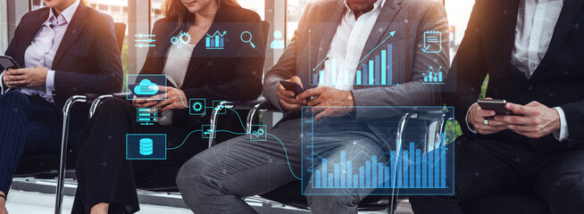 Poster - Data flow from database and cloud to processing and analytics dashboards, representing data analysis, automation, insight generation, and digital intelligence Vouch