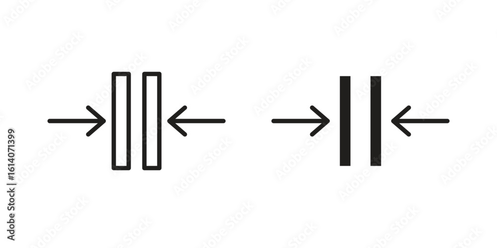 Thickness icon in a black stroke vector design and flat solid version ...