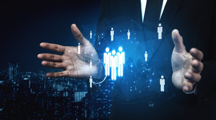 Poster - Global human network and workforce distribution highlight human, network, and global presence through digital connection and team coordination Vouch