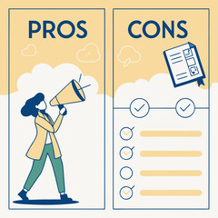 Poster - Creative comparison infographic with two or three-column layouts, pros and cons icons, editable titles and bullet points, flat design style