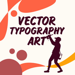 Poster - Vector typography art with modern sans-serif fonts and calligraphy mix, set inside colorful abstract shapes, fully editable text and background layers for customization
