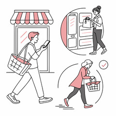 Poster - bundle-of-online-shopping-illustrations--man-and-w