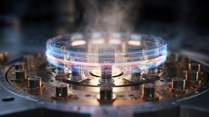 Aufkleber - Supercritical fluid chamber gently agitating fine bearings, capturing the moment of active degreasing and showcasing advanced cleaning technology in industrial processes