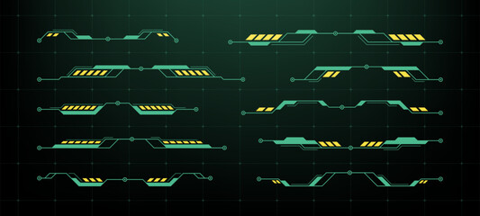 Poster - Futuritic hud vector graphic elements representing digital data streaming, retro color visualization for software interface.