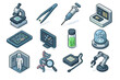 © Olena - Scientific laboratory equipment icons set featuring technology and tools