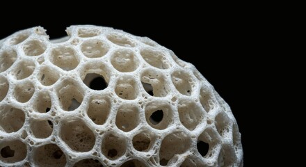 Poster - Intricate Structure: A captivating macro photograph reveals the fascinating organic geometry of a unique, porous structure.