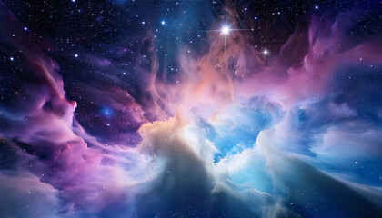 Wall Mural - dreamy pastel nebula in deep space