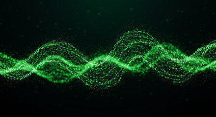 Poster - A green binary wave flowing across a dark background with a digital and futuristic feel to the image
