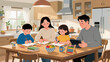 © Владимир Белобаба - Family enjoying creative time together in a cozy kitchen