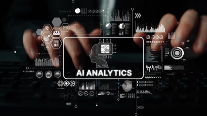 Poster - Hands on Keyboard with AI Analytics Graphics and Data Visualizations in a Dark Environment for Technology and Business Concepts. Asymptotic smart data analytic.