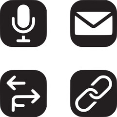 Poster - A set of four black squares each containing a white icon representing different functionalities on transparent background