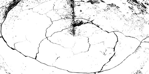 Aufkleber -  cracked surface with a circular pattern in black and white monochrome style distressed and aged element.