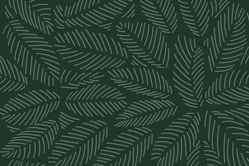 Wall Mural - Luxury Nature green leaves drawing background .Floral pattern illustration