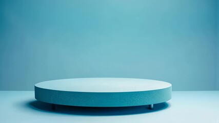 Poster - Podium of Tranquility: A minimalist, round podium is presented against a serene backdrop of soft colors, the composition creates a calming and refined aesthetic.