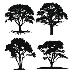 Poster - Collection of Detailed Tree Silhouettes.