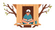 © NISTUL - Boy In His Treehouse Writing On A Book Surrounded By Tree Branches
