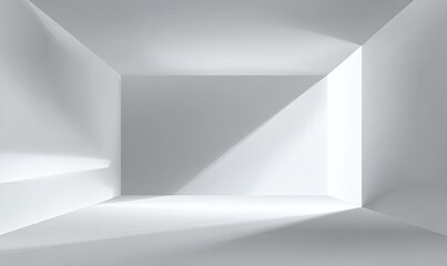 Poster - Sunlight in Empty White Room; Minimalist Interior Design; Product Presentation