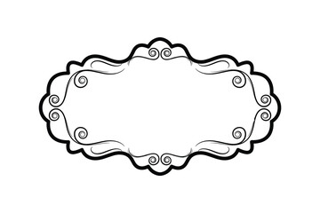 Aufkleber - Ornamental Oval Frame with Swirls, Black Decorative Border Vector Illustration