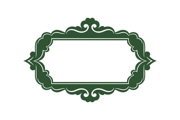 Aufkleber - Ornate Green Frame with Decorative Edges, Rectangular Shape Border Vector Illustration