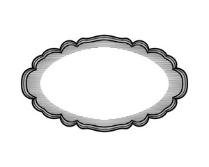 Aufkleber - Ornate Scalloped Frame with Hatching Texture, Decorative Oval Shape Vector Illustration